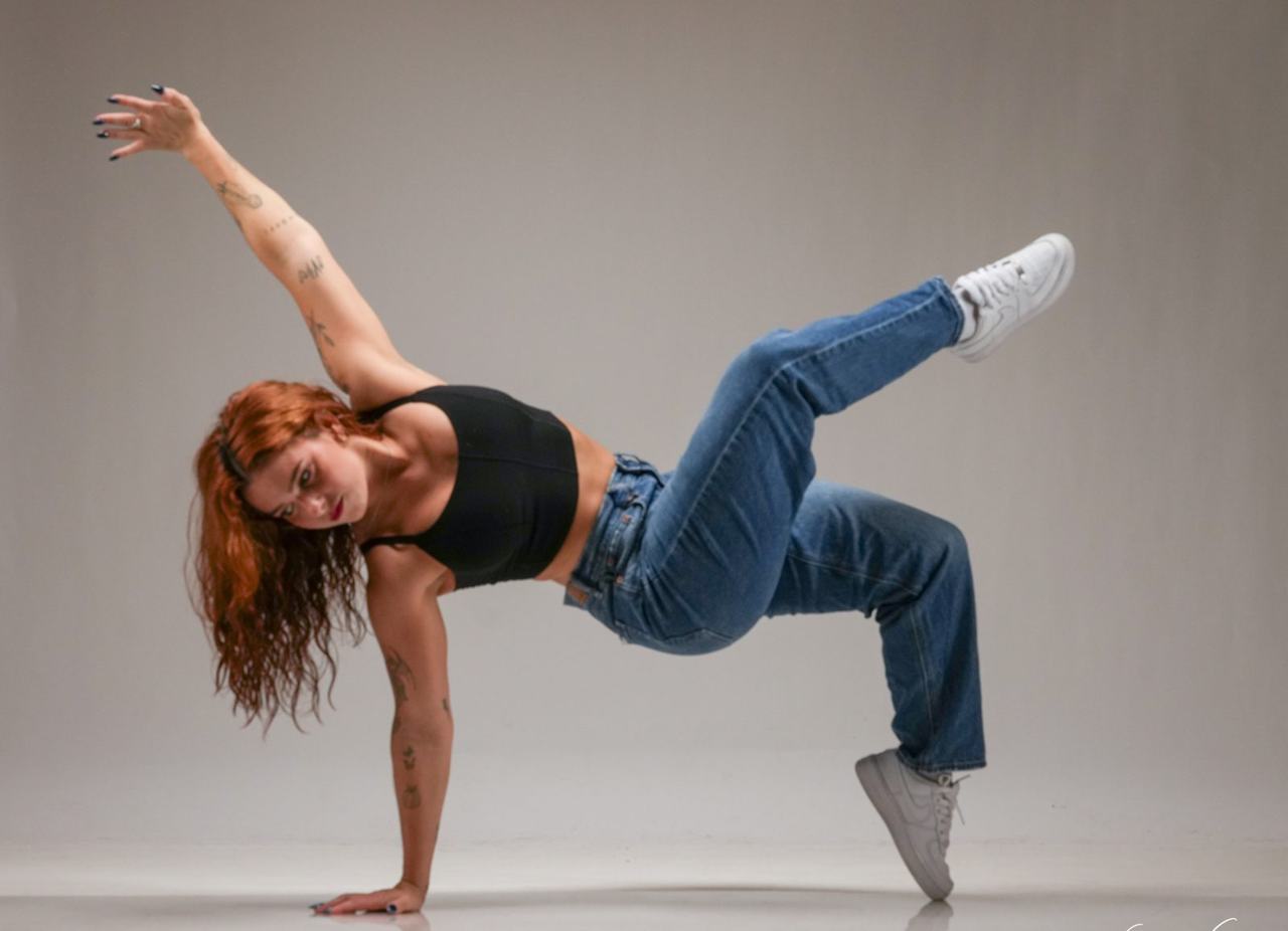 Josalyn in a floor balance